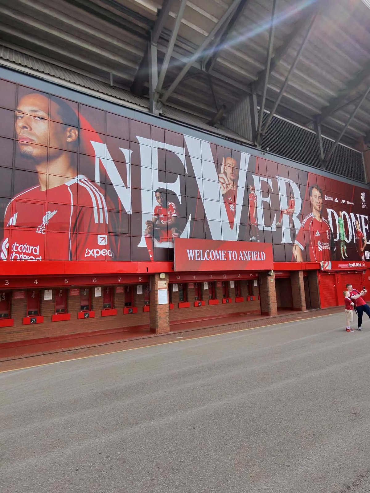 The Welcome to Anfield player mural above the ticket windows