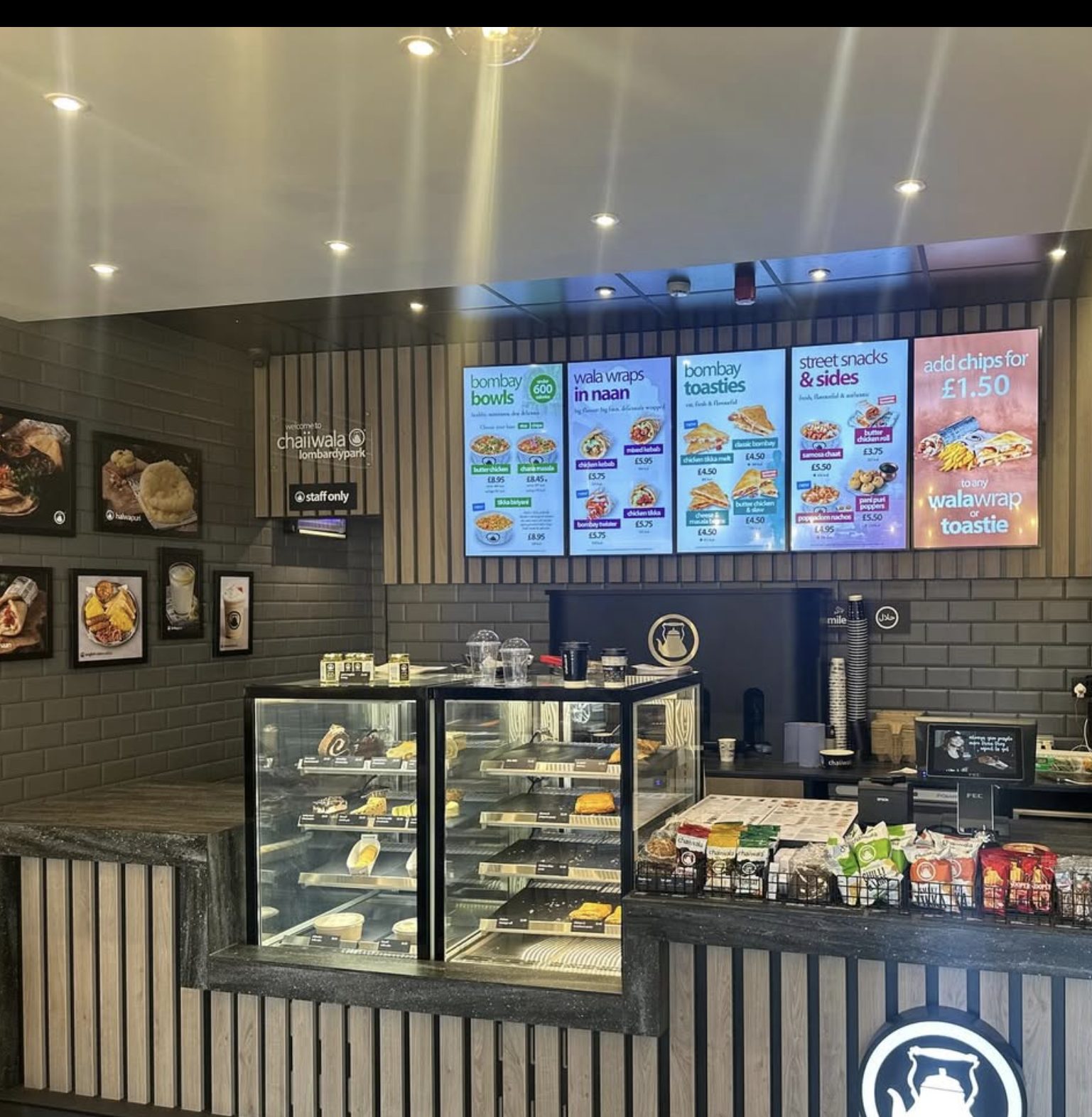 The finished Chaiiwala counter and menu boards