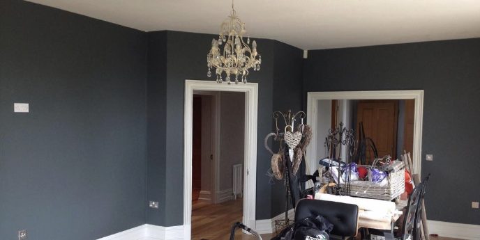 Period lounge in deep blue-grey